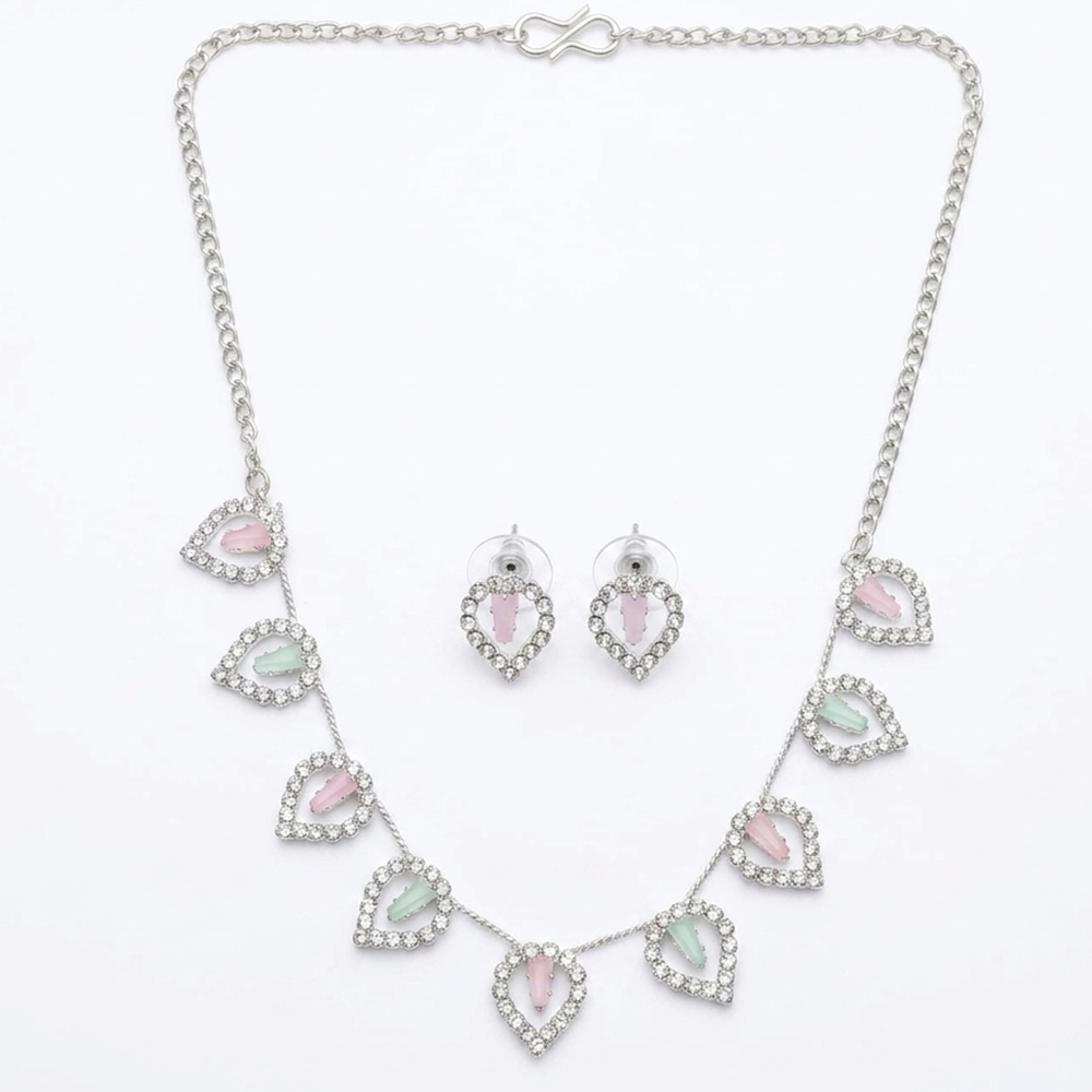 The99Jewel Silver Plated Sparkling Crystal Stone Necklace Set