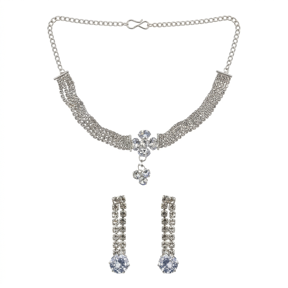 The99Jewel Silver Plated Sparkling Crystal Stone Necklace Set