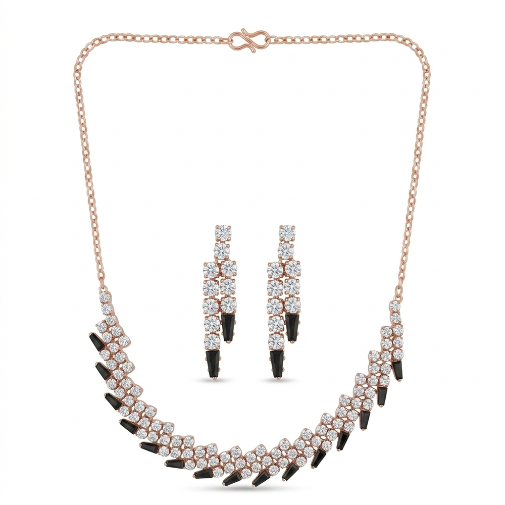 The99Jewel Rose Gold Plated Sparkling Crystal Stone Necklace Set