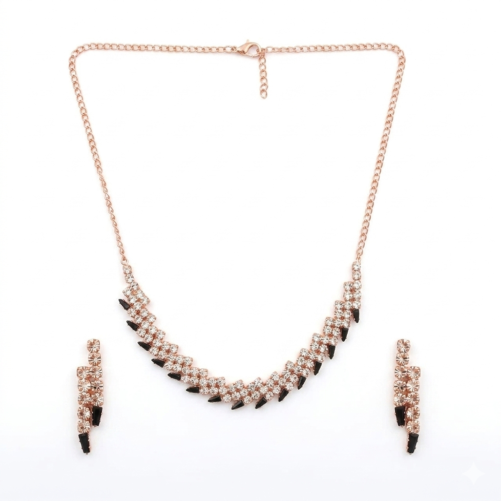 The99Jewel Rose Gold Plated Sparkling Crystal Stone Necklace Set