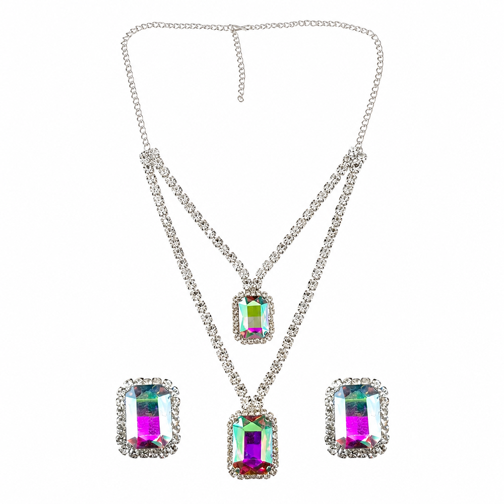 The99Jewel Elegant Silver Plated Crystal Stone Necklace Set