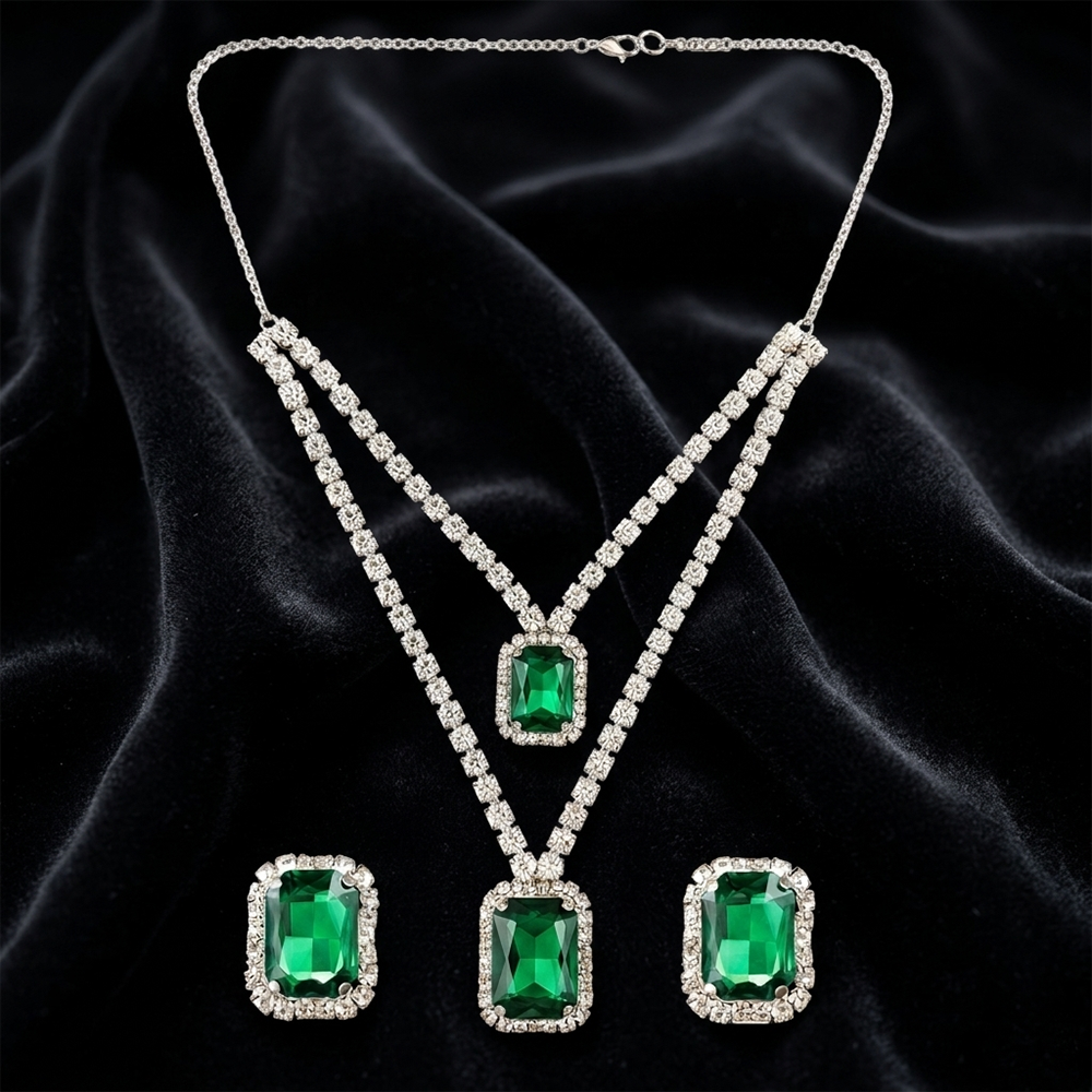 The99Jewel Elegant Silver Plated Crystal Stone Necklace Set