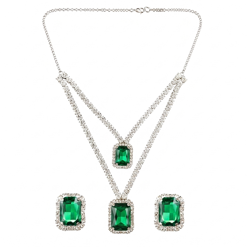The99Jewel Elegant Silver Plated Crystal Stone Necklace Set