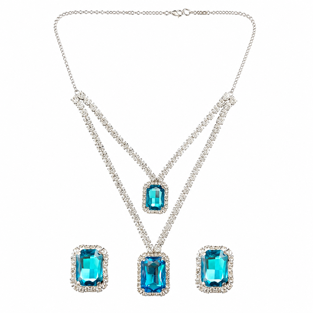 The99Jewel Elegant Silver Plated Crystal Stone Necklace Set