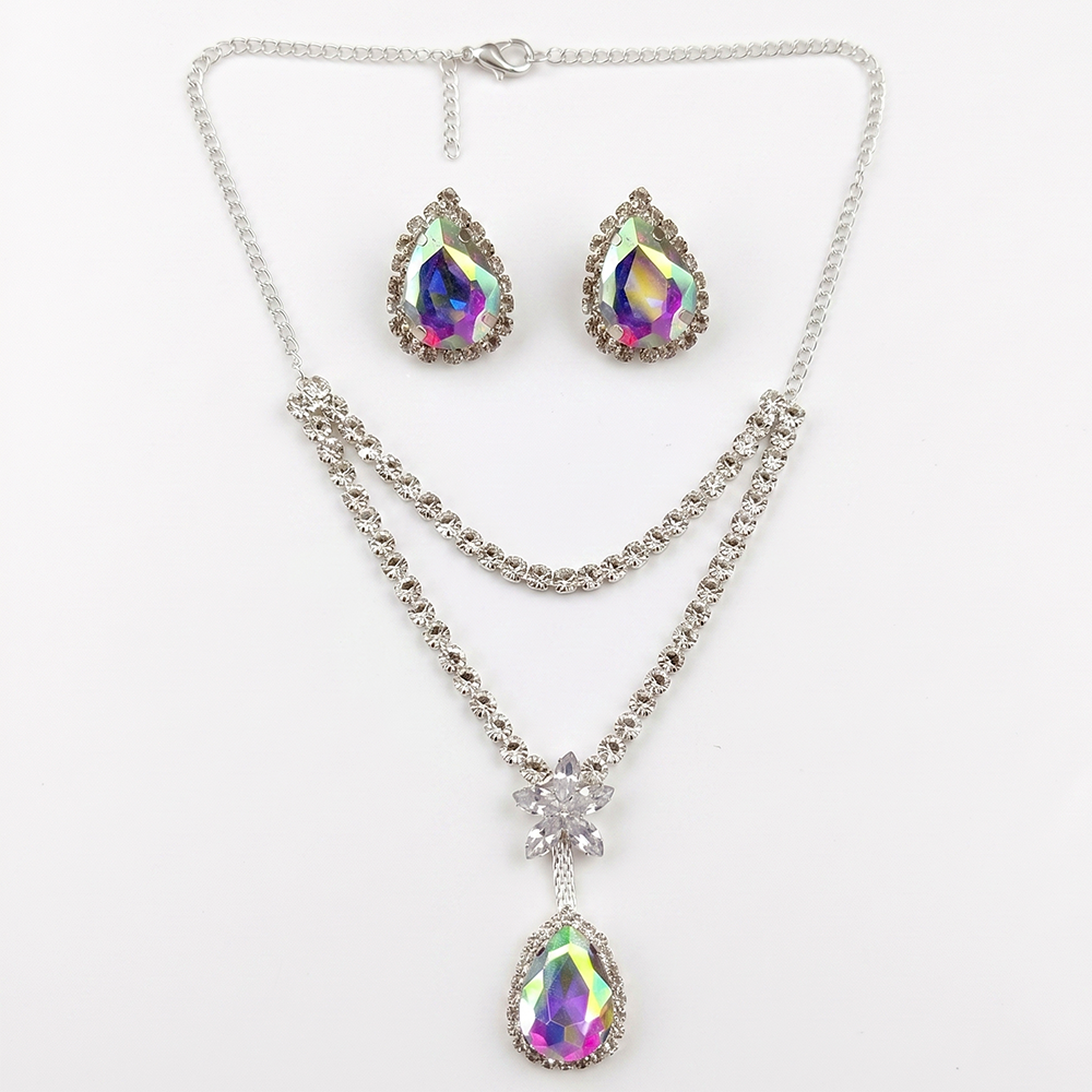 The99Jewel Elegant Silver Plated Crystal Stone & Austrian Stone Necklace Set