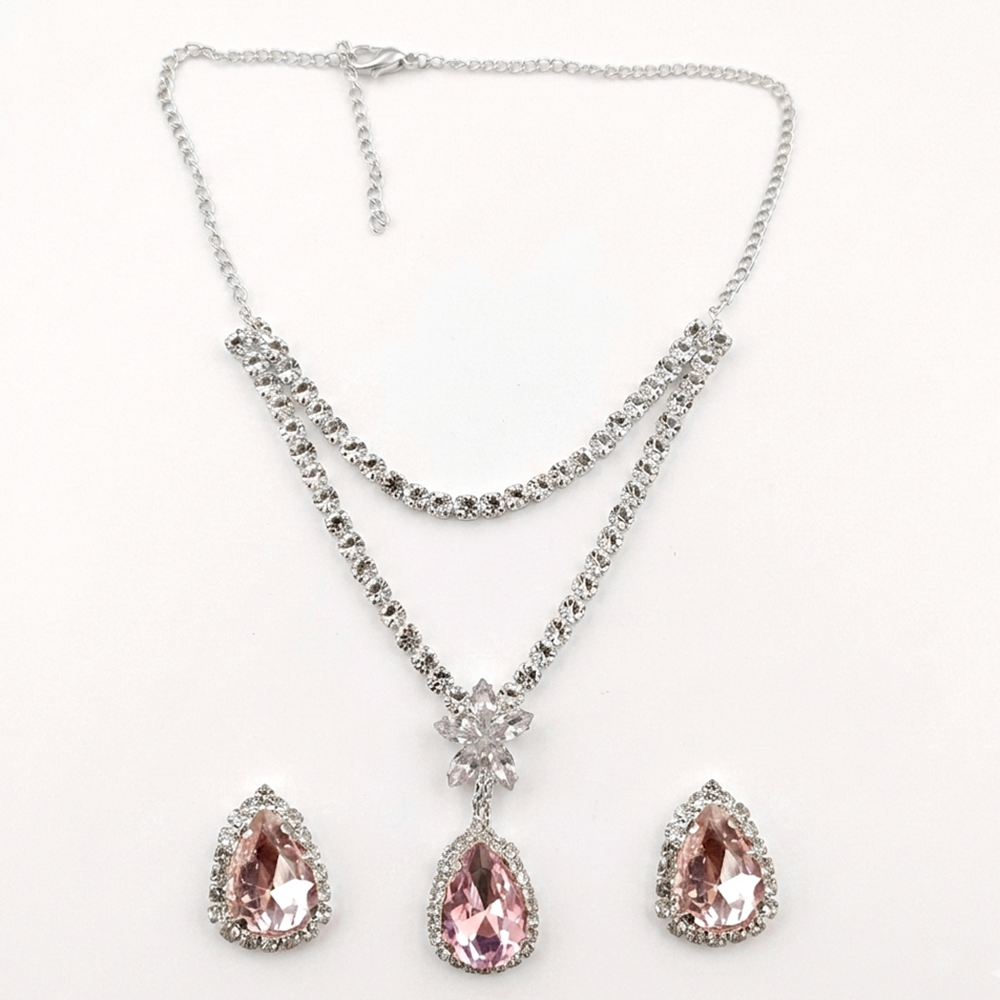 The99Jewel Elegant Silver Plated Crystal Stone & Austrian Stone Necklace Set