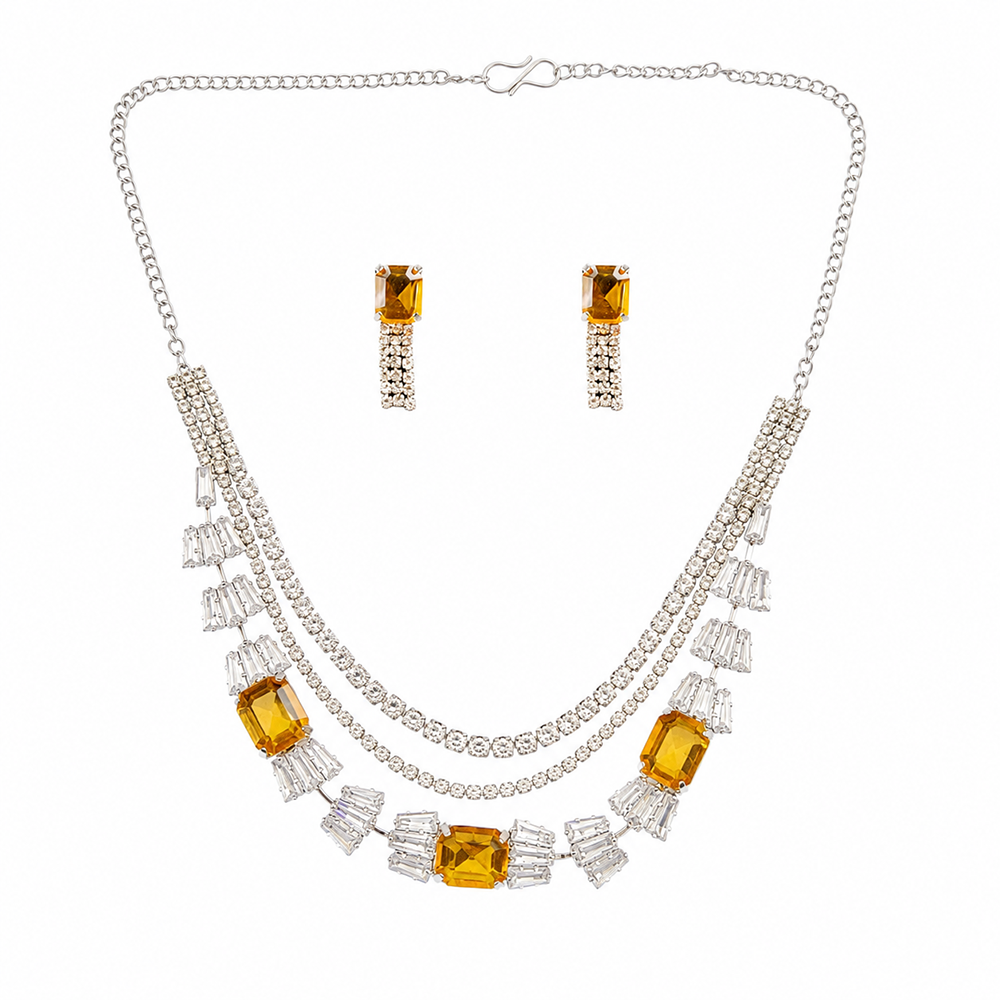 The99Jewel Elegant Silver Plated Crystal Stone Necklace Set