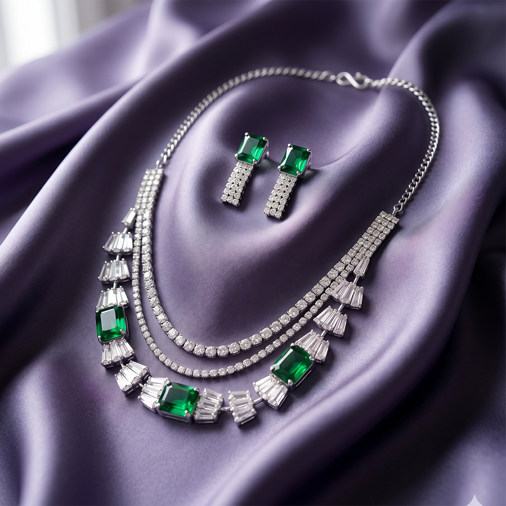 The99Jewel Elegant Silver Plated Crystal Stone Necklace Set