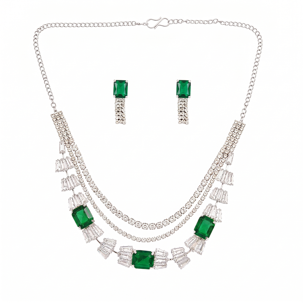 The99Jewel Elegant Silver Plated Crystal Stone Necklace Set