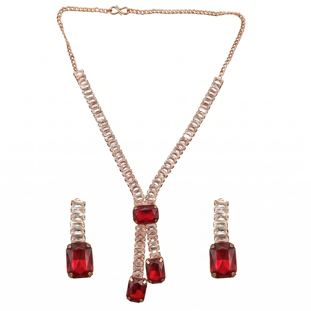 The99Jewel Elegant Silver Plated Crystal Stone Necklace Set