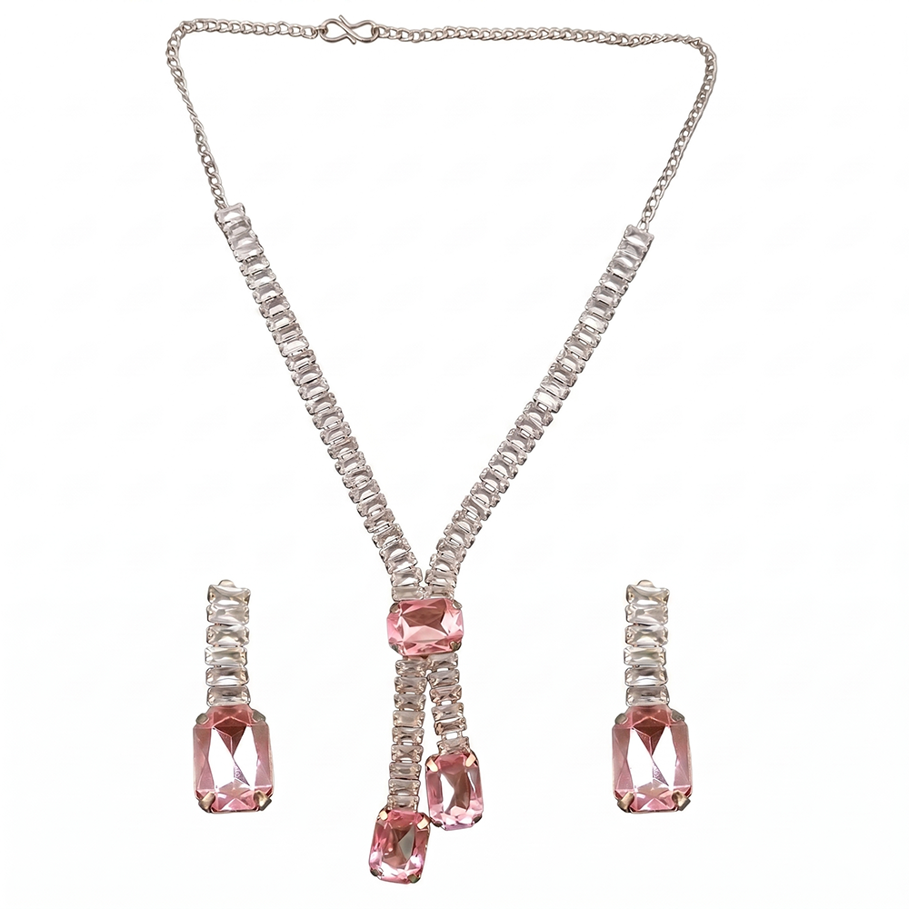 The99Jewel Elegant Rose Gold Plated Crystal Stone Necklace Set