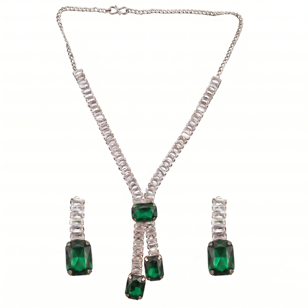 The99Jewel Elegant Silver Plated Crystal Stone Necklace Set