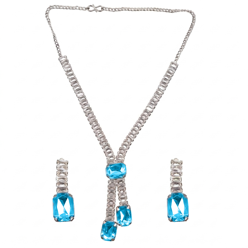 The99Jewel Elegant Silver Plated Crystal Stone Necklace Set