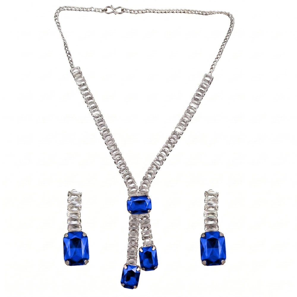 The99Jewel Elegant Silver Plated Crystal Stone Necklace Set