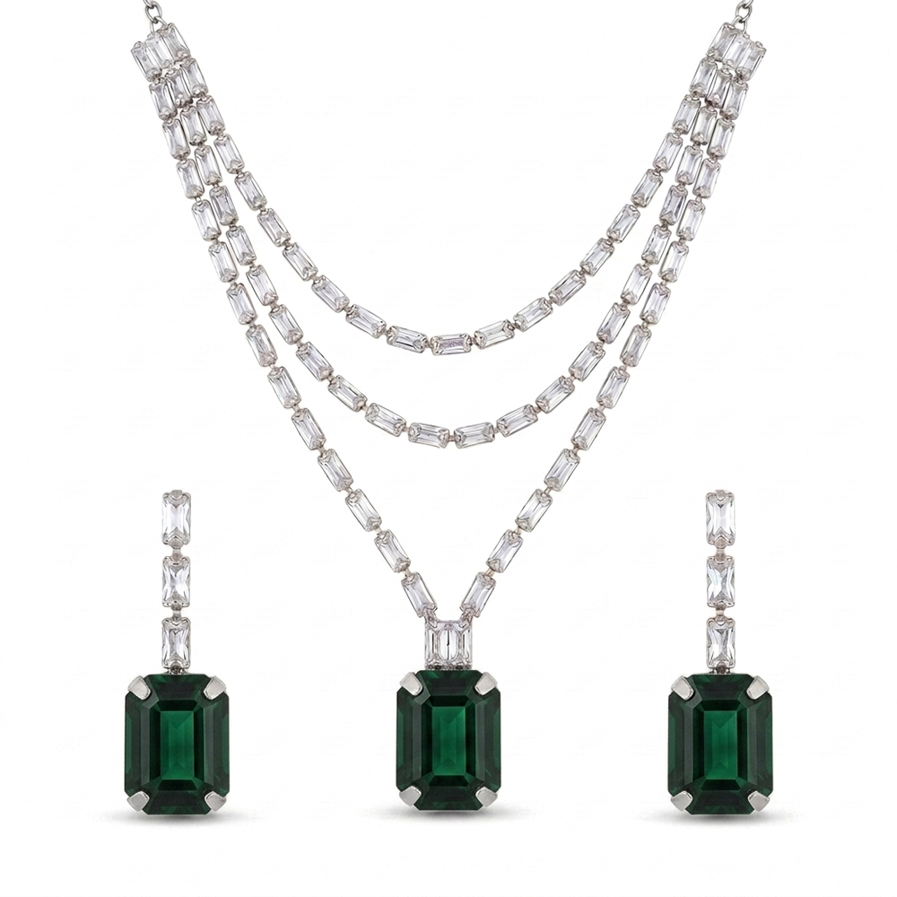 The99Jewel Silver Plated Sparkling Crystal Stone Necklace Set