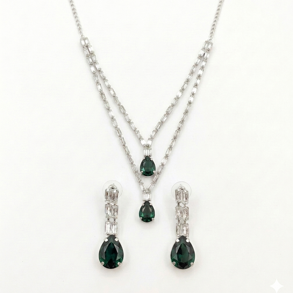 The99Jewel Silver Plated Sparkling Crystal Stone Necklace Set