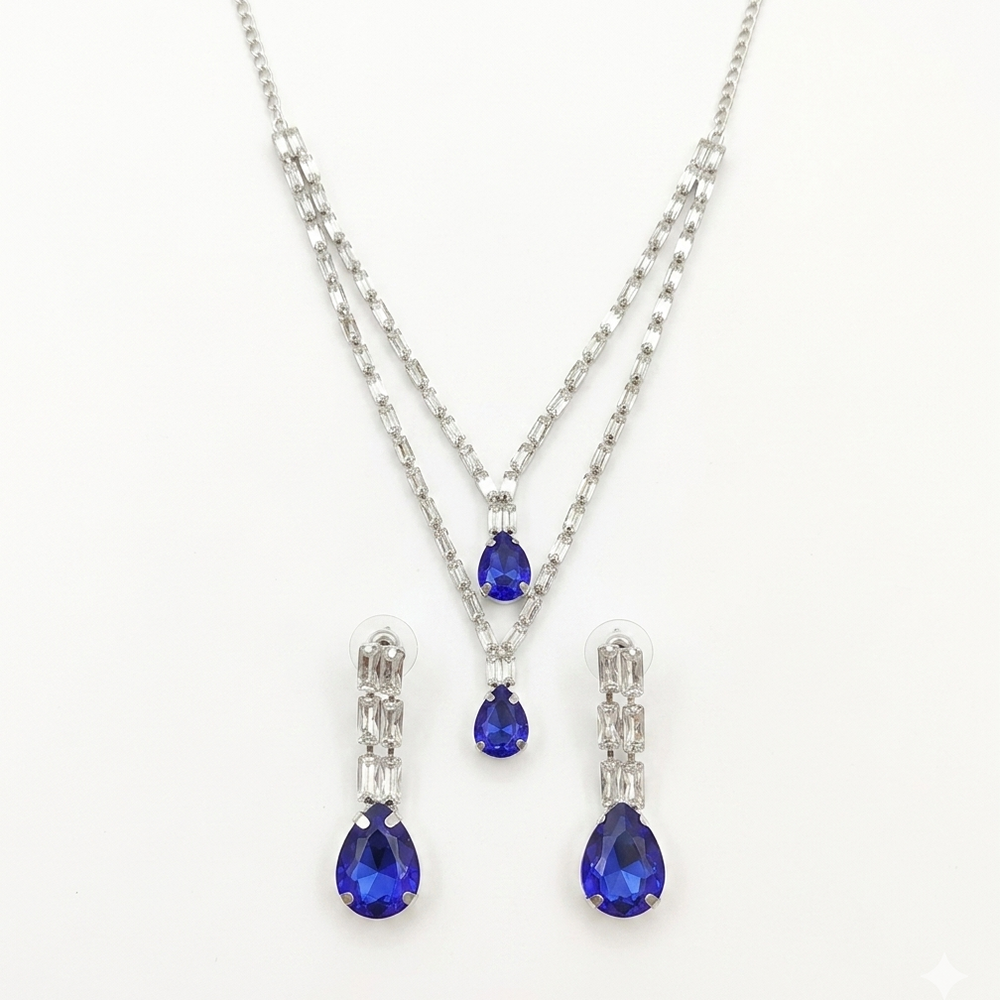 The99Jewel Silver Plated Sparkling Crystal Stone Necklace Set