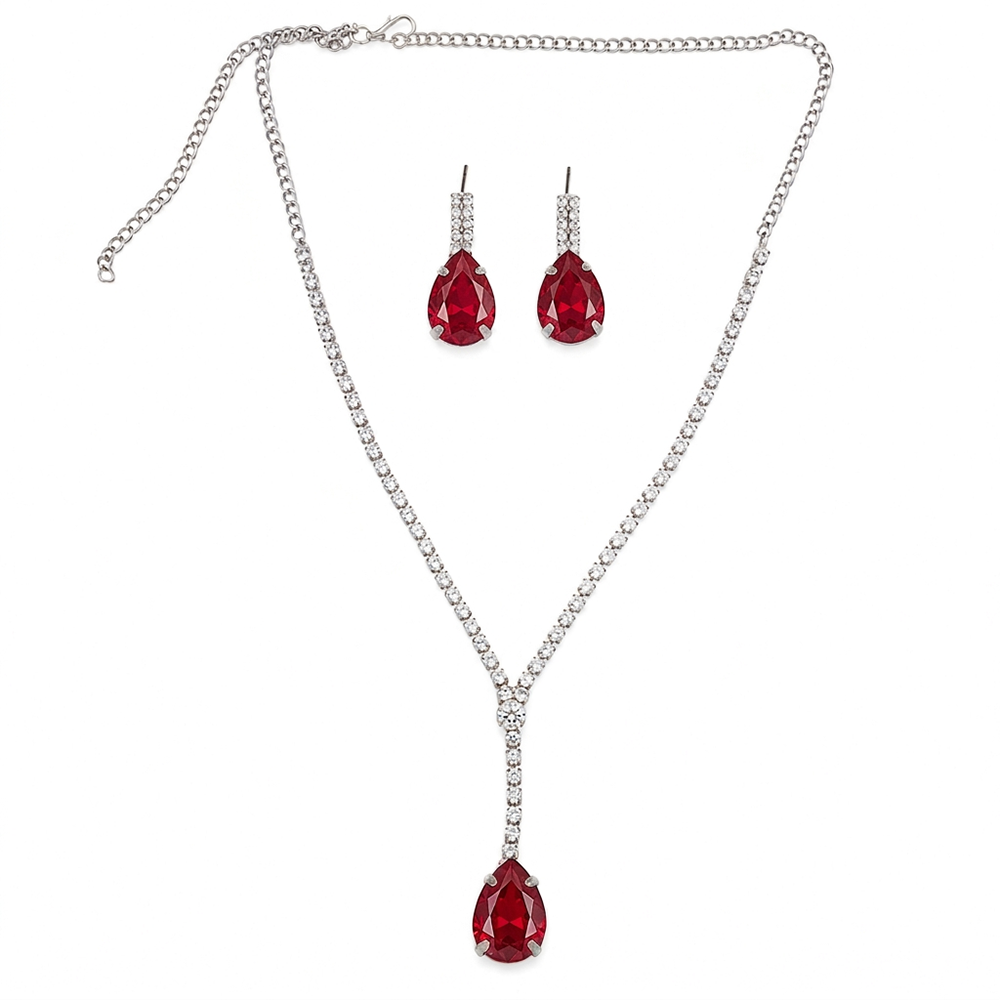 The99Jewel Elegant Rose Gold Plated Crystal Stone & Austrian Stone Necklace Set