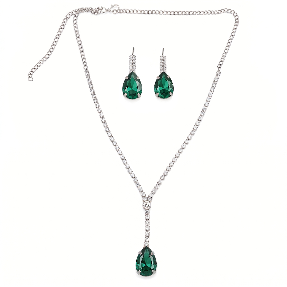 The99Jewel Elegant Silver Plated Crystal Stone & Austrian Stone Necklace Set