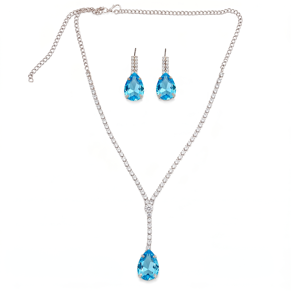 The99Jewel Elegant Silver Plated Crystal Stone & Austrian Stone Necklace Set