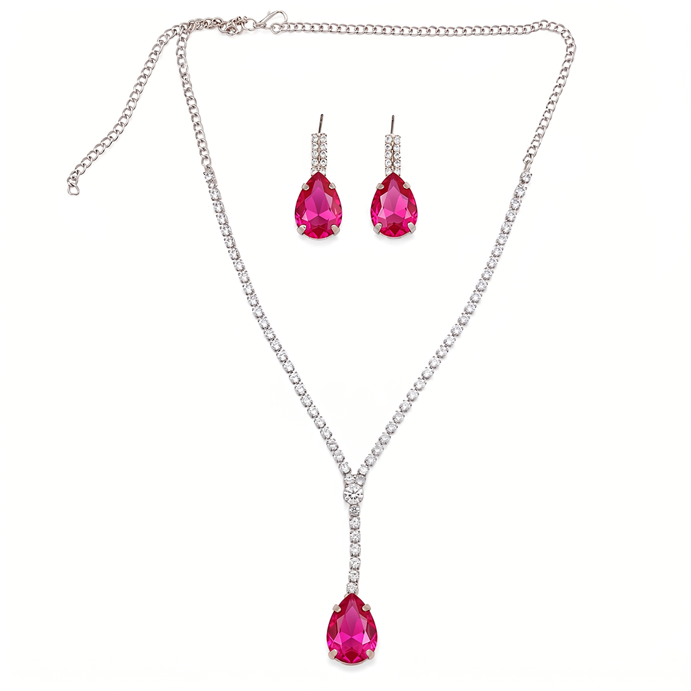 The99Jewel Elegant Silver Plated Crystal Stone & Austrian Stone Necklace Set