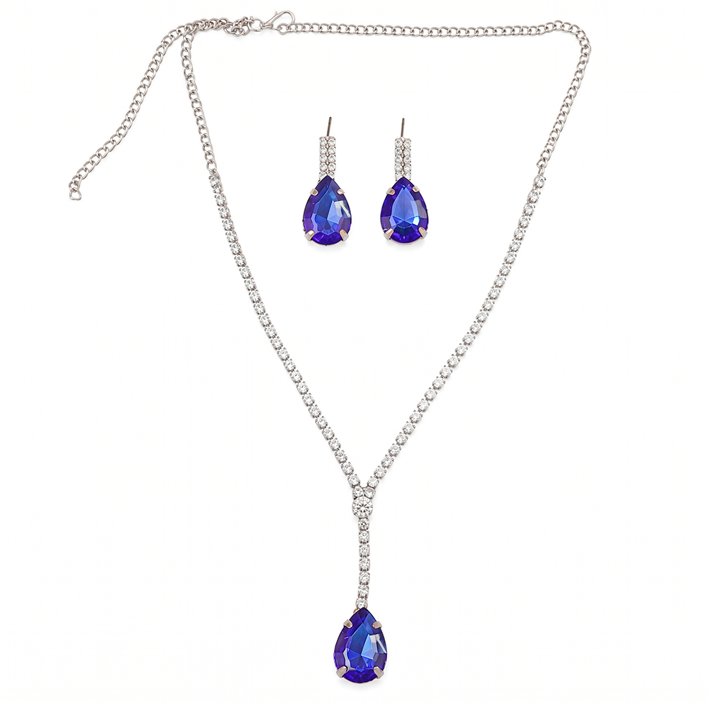 The99Jewel Elegant Silver Plated Crystal Stone & Austrian Stone Necklace Set
