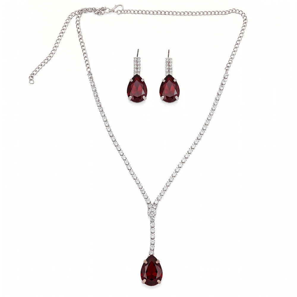 The99Jewel Elegant Silver Plated Crystal Stone & Austrian Stone Necklace Set