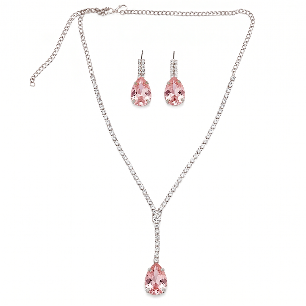 The99Jewel Elegant Silver Plated Crystal Stone & Austrian Stone Necklace Set