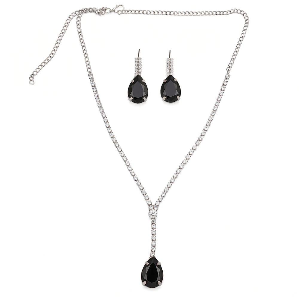 The99Jewel Elegant Silver Plated Crystal Stone & Austrian Stone Necklace Set
