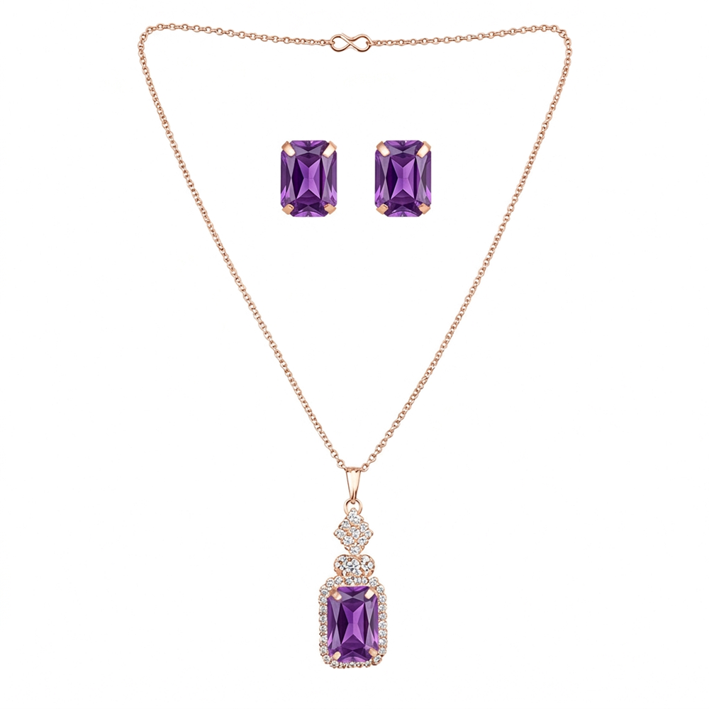 The99Jewel Elegant Silver Plated Crystal Stone & Austrian Stone Necklace Set