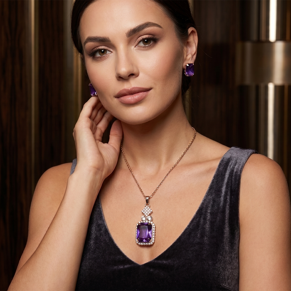 The99Jewel Elegant Silver Plated Crystal Stone & Austrian Stone Necklace Set