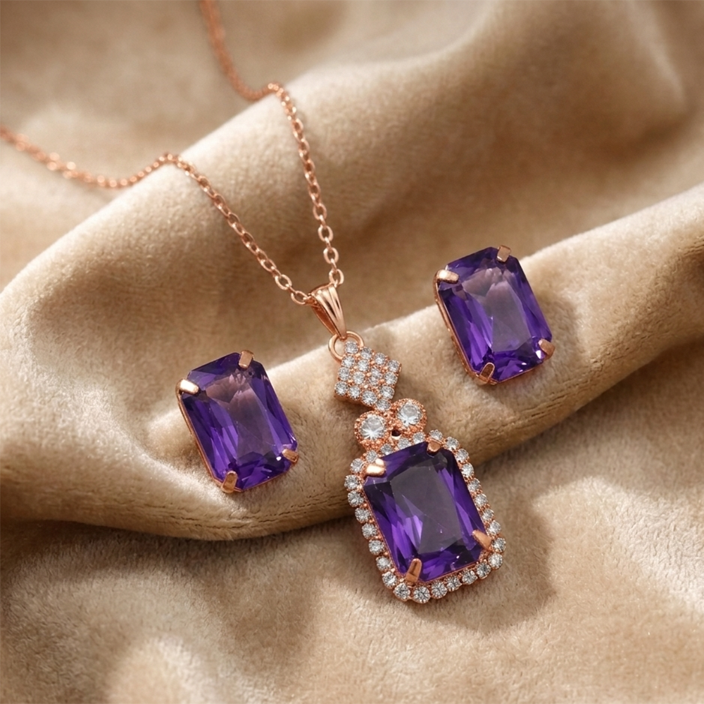 The99Jewel Elegant Silver Plated Crystal Stone & Austrian Stone Necklace Set 