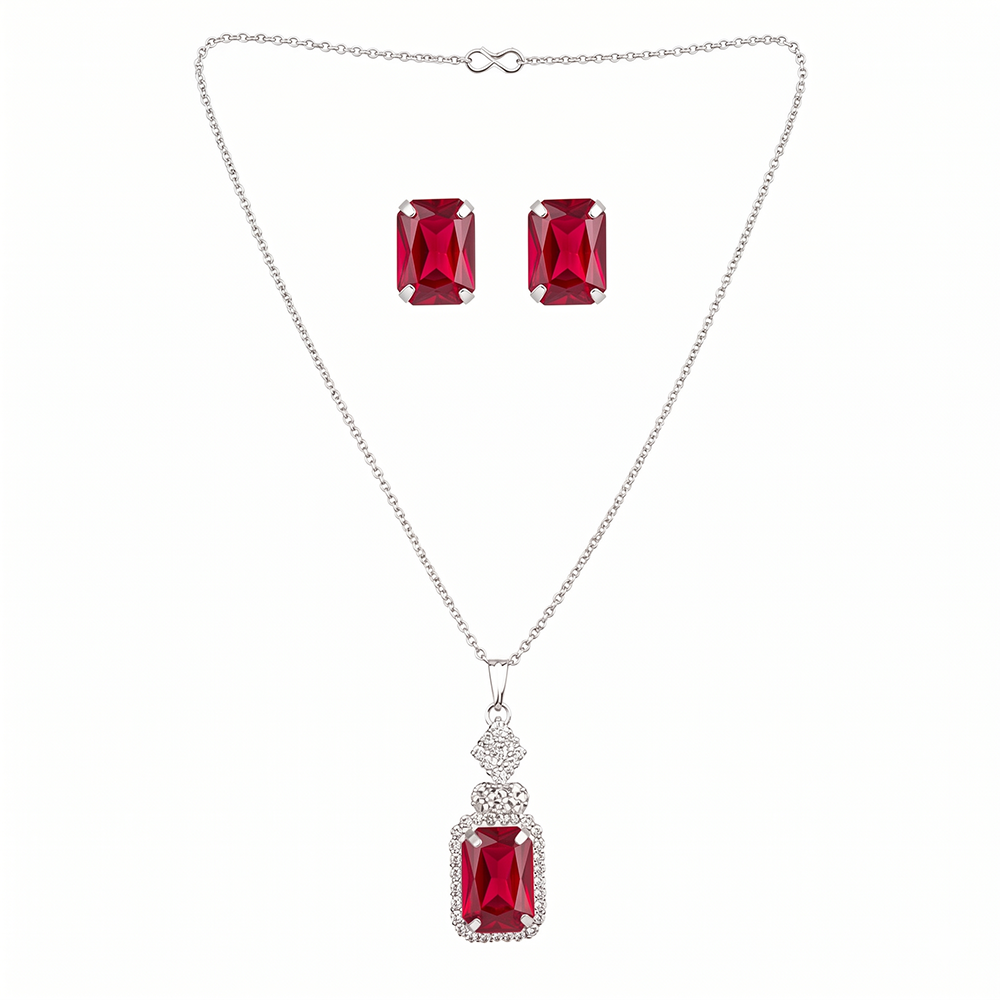 The99Jewel Elegant Rose Gold Plated Crystal Stone & Austrian Stone Necklace Set