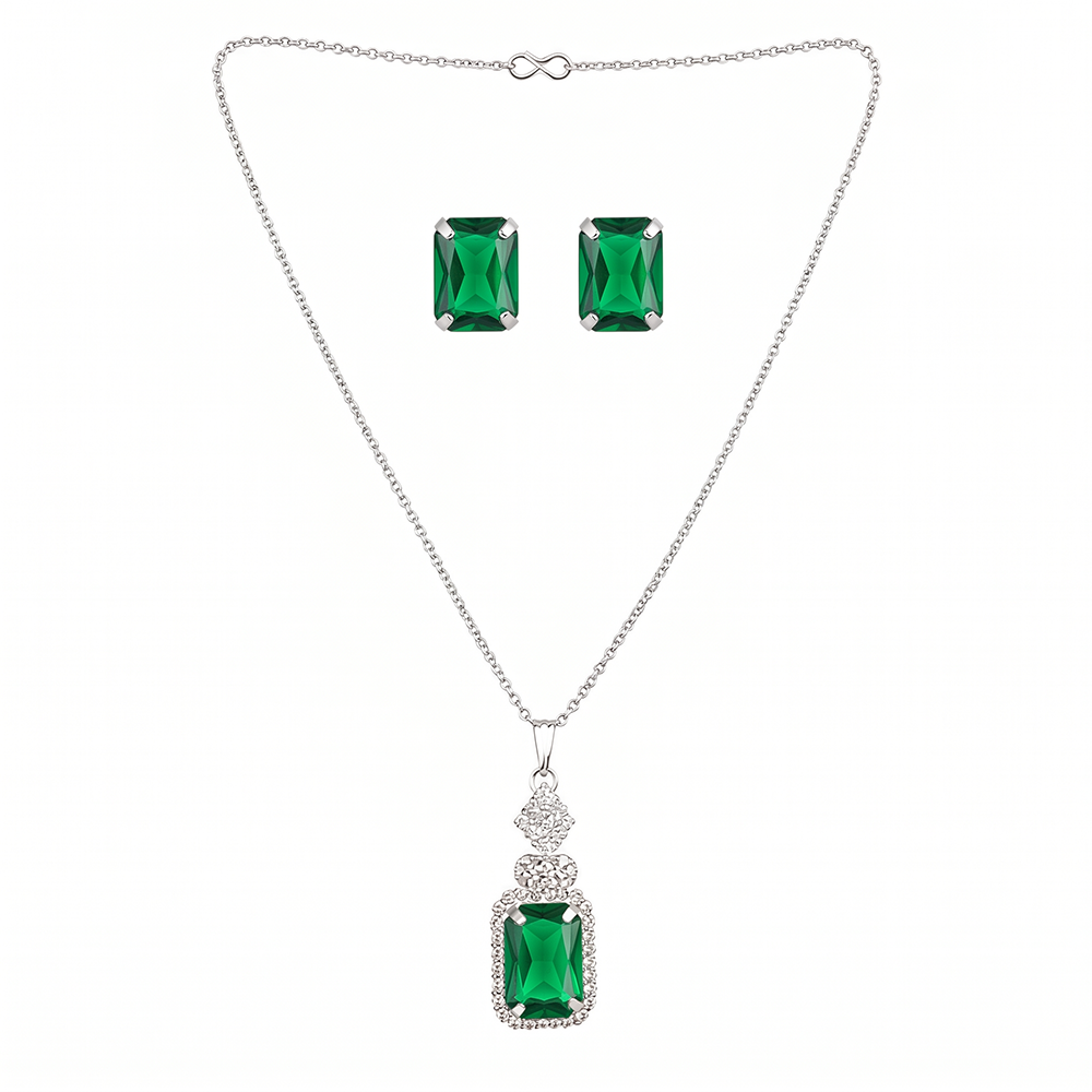 The99Jewel Elegant Rose Gold Plated Crystal Stone & Austrian Stone Necklace Set