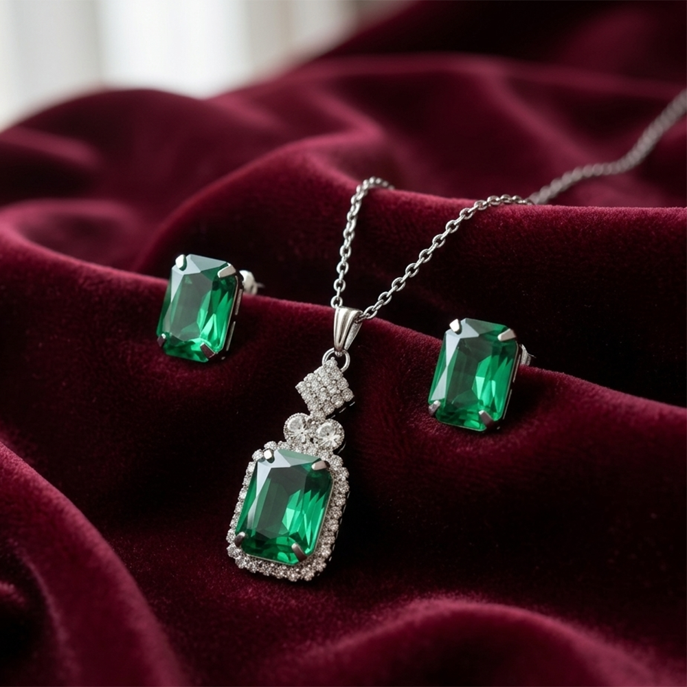 The99Jewel Elegant Rose Gold Plated Crystal Stone & Austrian Stone Necklace Set 