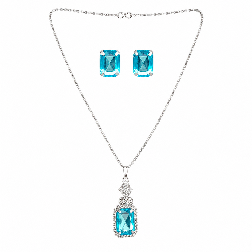 The99Jewel Elegant Rose Gold Plated Crystal Stone & Austrian Stone Necklace Set