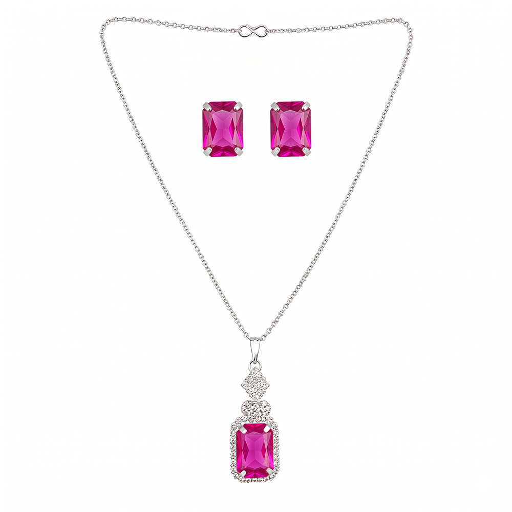 The99Jewel Elegant Rose Gold Plated Crystal Stone & Austrian Stone Necklace Set