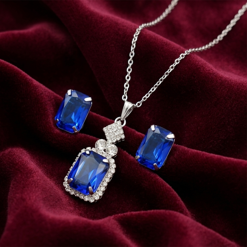 The99Jewel Elegant Rose Gold Plated Crystal Stone & Austrian Stone Necklace Set 