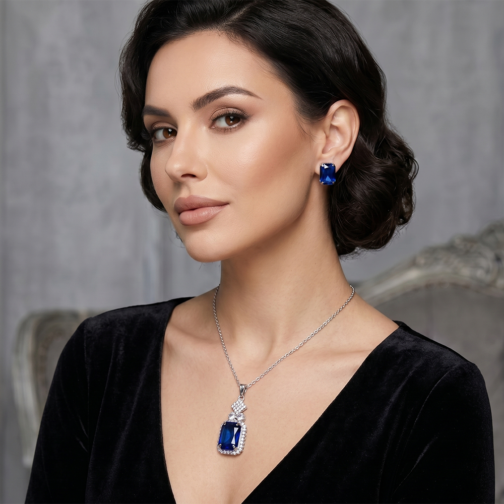 The99Jewel Elegant Rose Gold Plated Crystal Stone & Austrian Stone Necklace Set