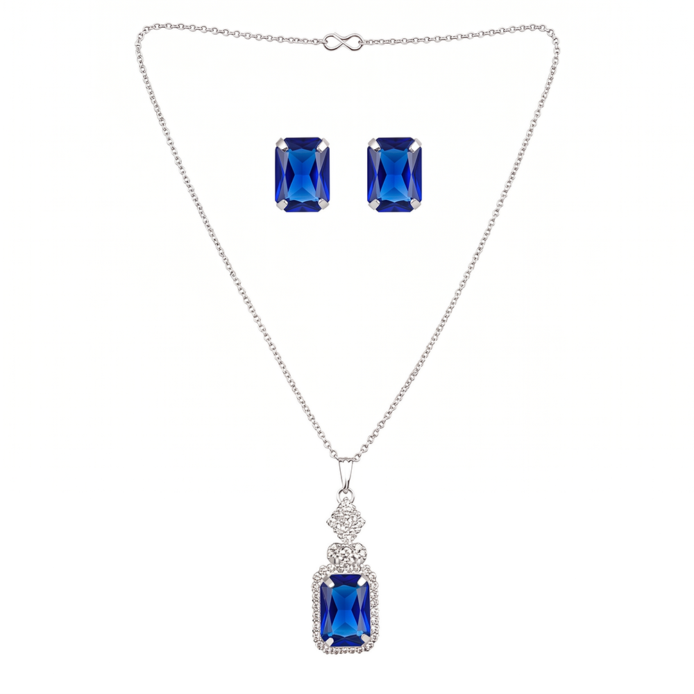 The99Jewel Elegant Rose Gold Plated Crystal Stone & Austrian Stone Necklace Set