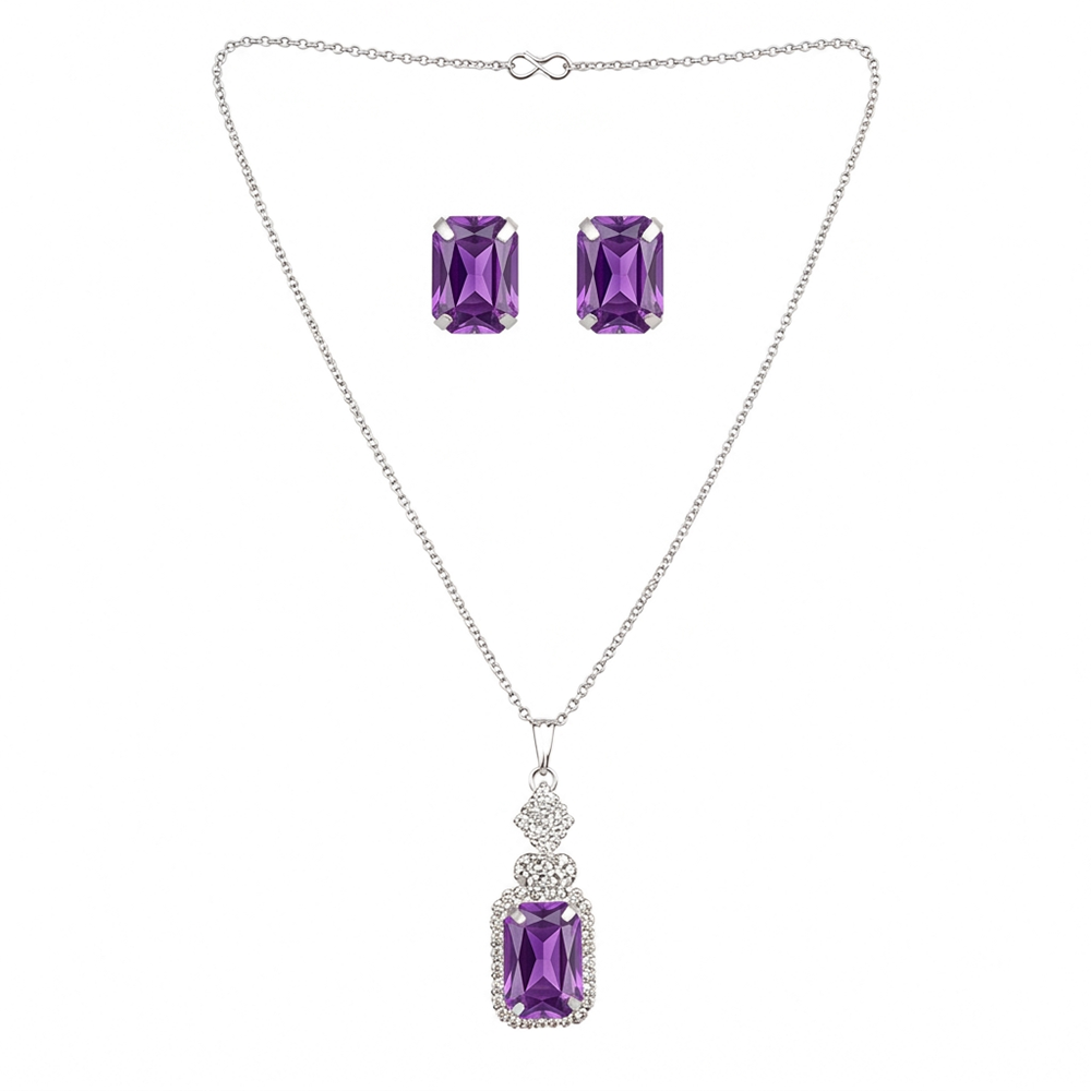 The99Jewel Elegant Silver Plated Crystal Stone & Austrian Stone Necklace Set