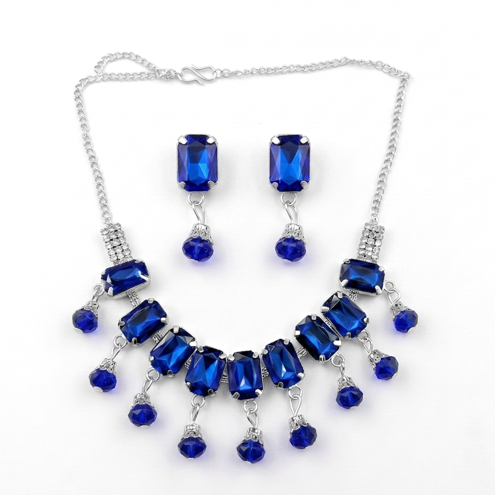 The99Jewel Elegant Rose Gold Plated Crystal Stone & Austrian Stone Necklace Set