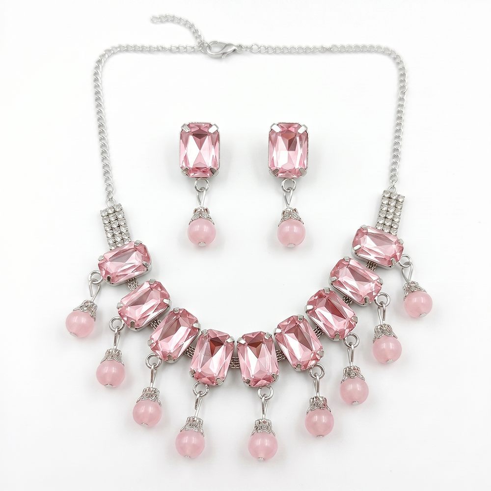 The99Jewel Elegant Silver Plated Crystal Stone & Austrian Stone Necklace Set