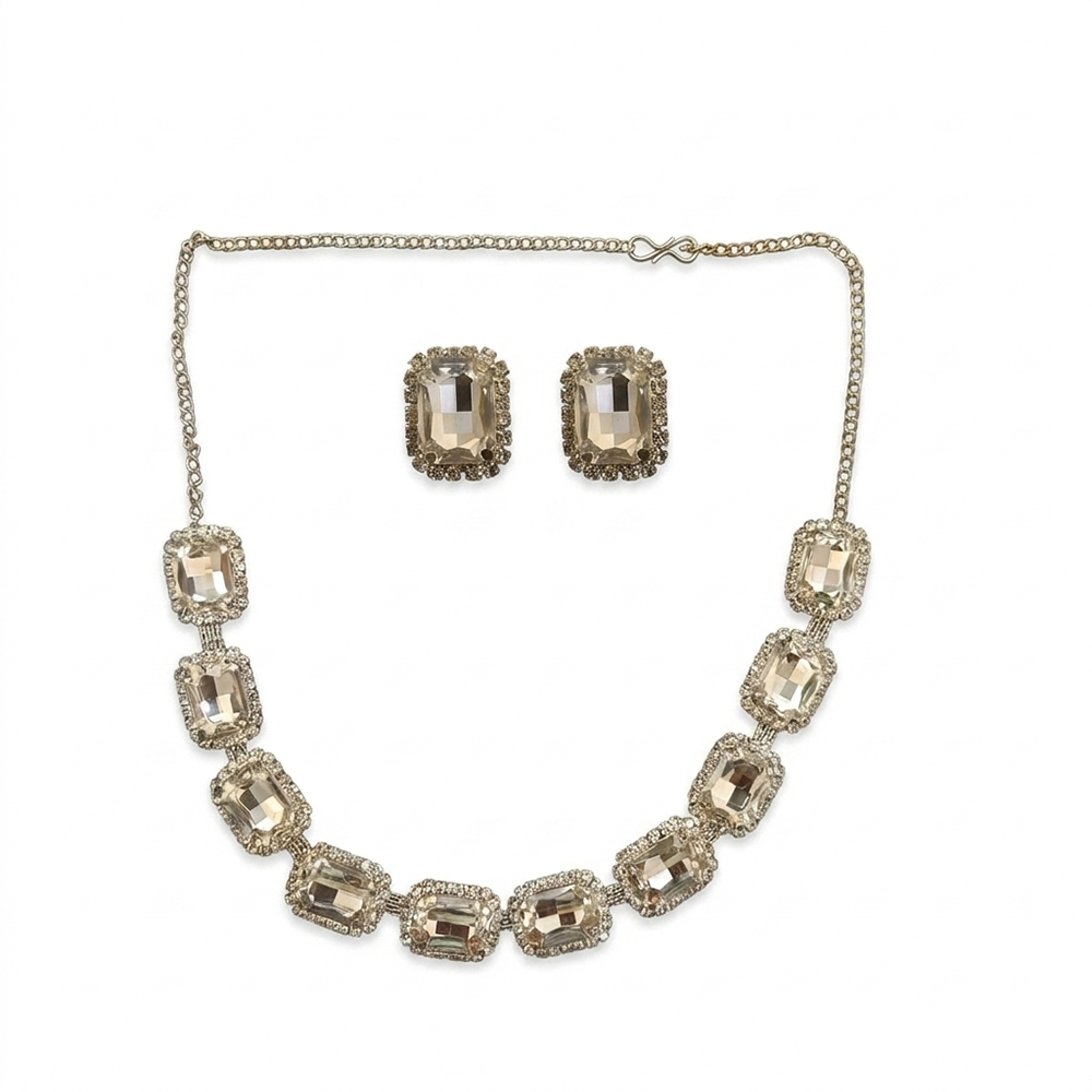 The99Jewel Silver Plated Sparkling Crystal Stone Necklace Set