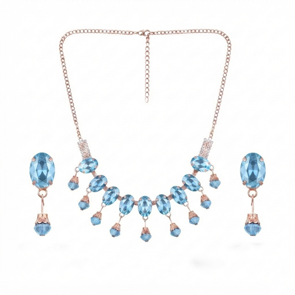 The99Jewel Exclusive Rose Gold Plated Crystal Stone Celebration Necklace Set