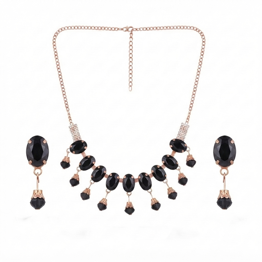 The99Jewel Exclusive Rose Gold Plated Crystal Stone Celebration Necklace Set