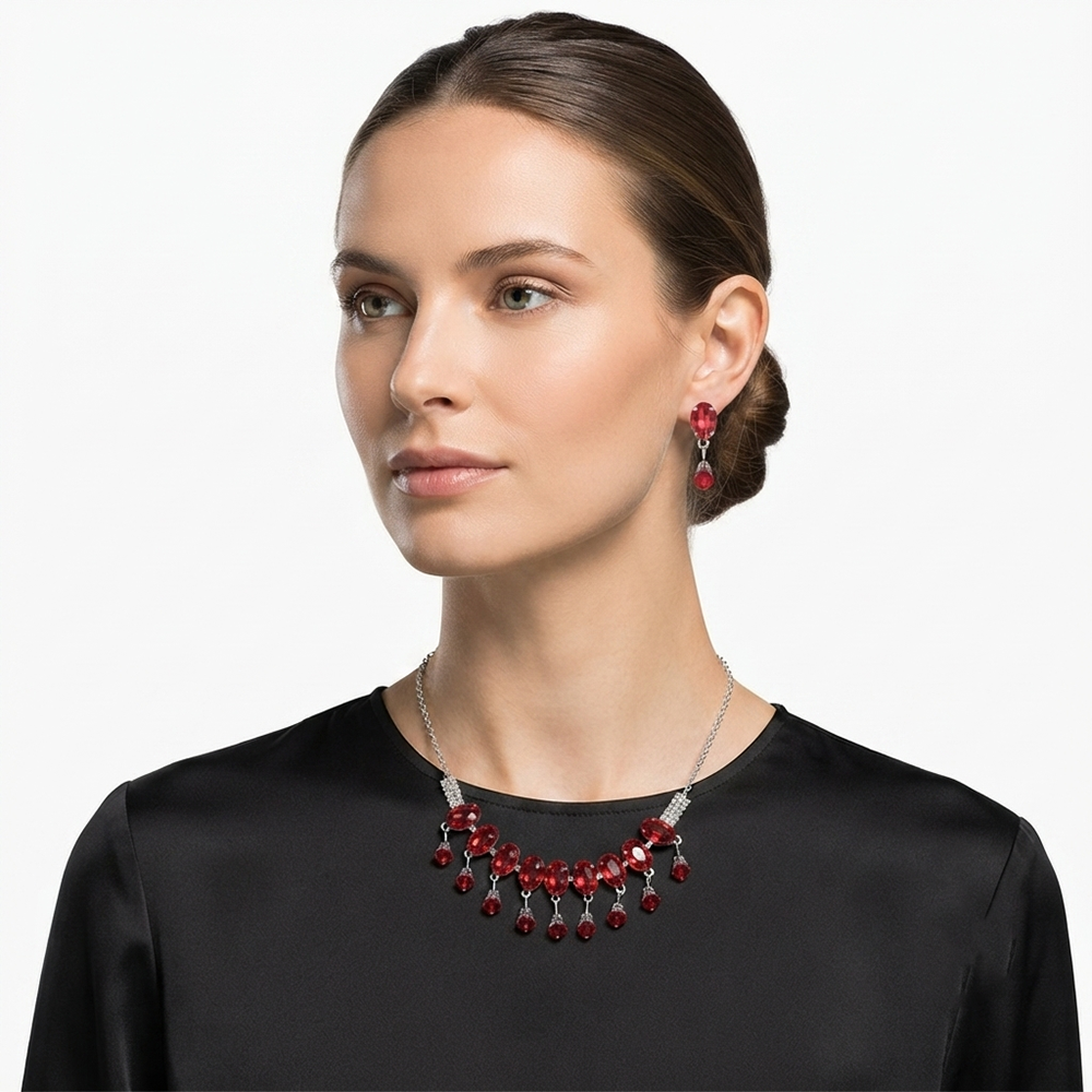 The99Jewel Elegant Silver Plated Crystal Stone Necklace Set for Women