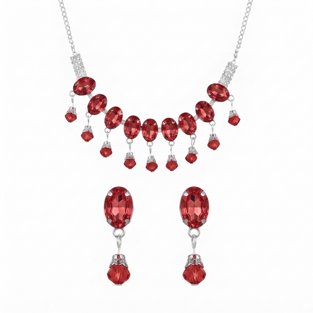The99Jewel Elegant Silver Plated Crystal Stone Necklace Set for Women