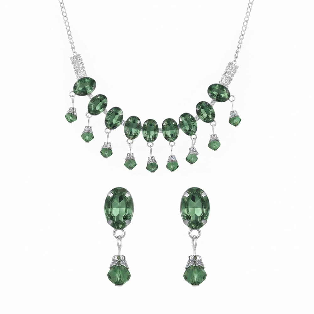 The99Jewel Elegant Silver Plated Crystal Stone Necklace Set for Women