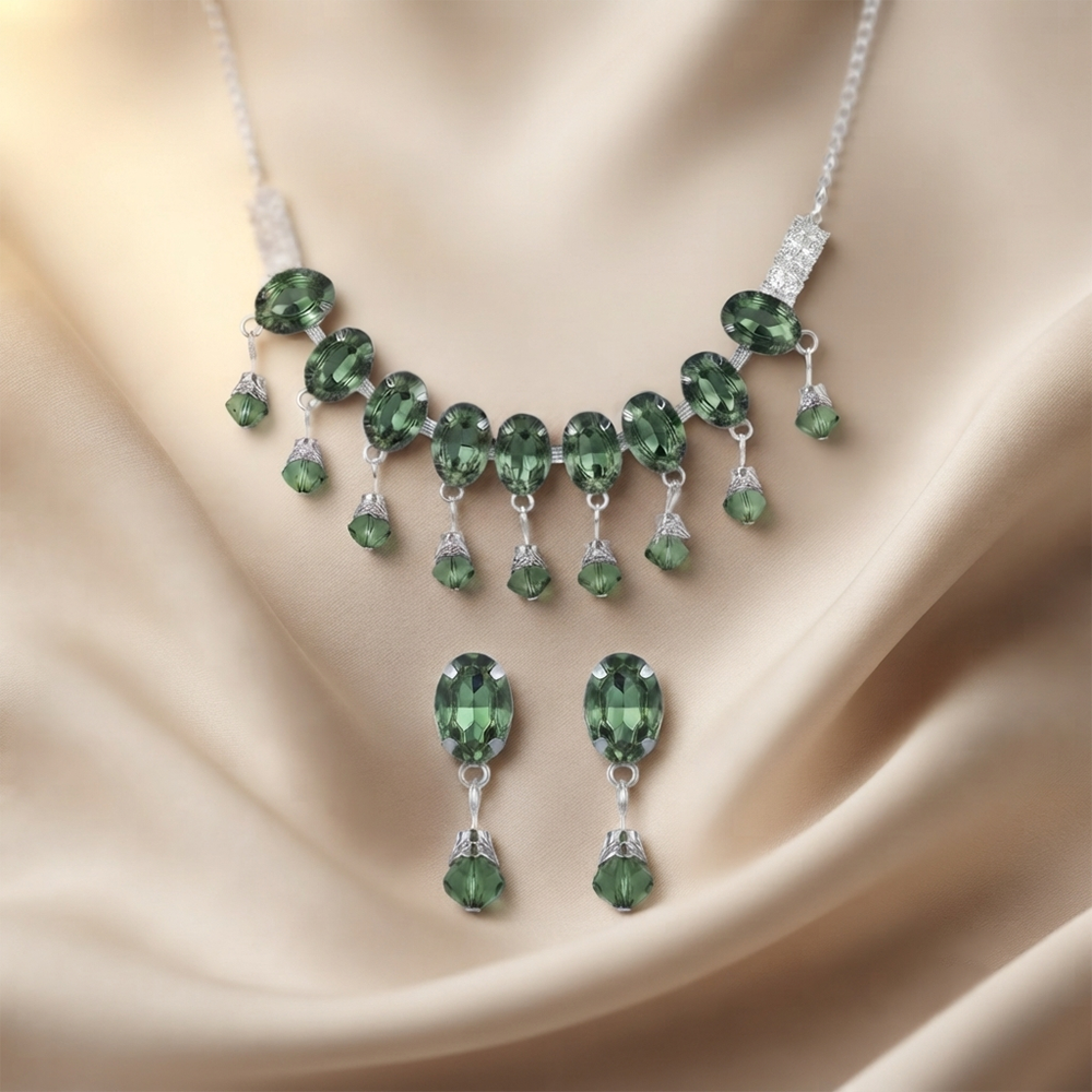 The99Jewel Elegant Silver Plated Crystal Stone Necklace Set for Women